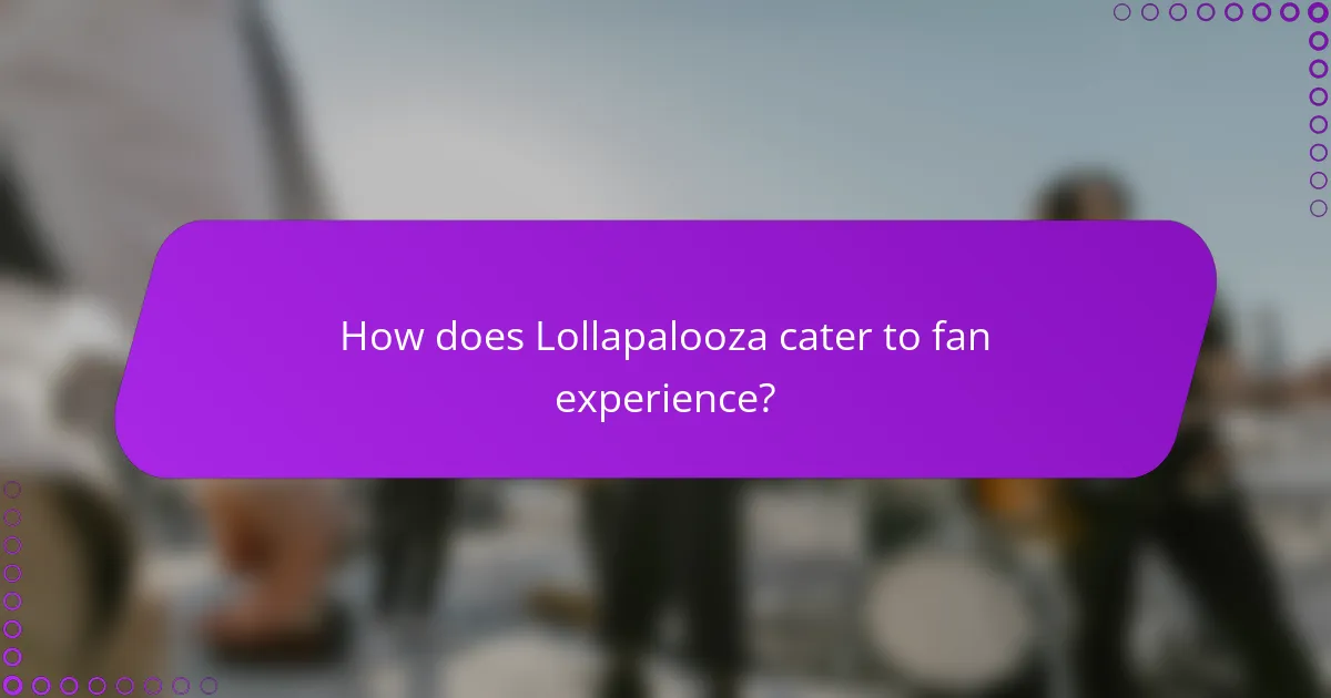 How does Lollapalooza cater to fan experience?
