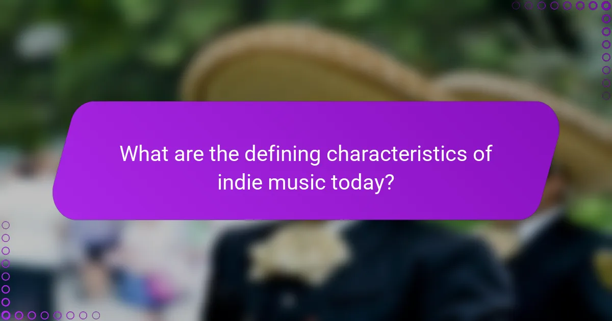 What are the defining characteristics of indie music today?