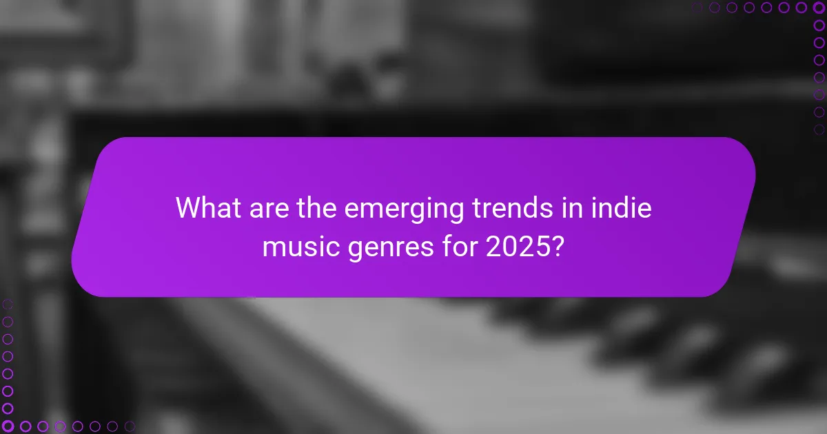 What are the emerging trends in indie music genres for 2025?