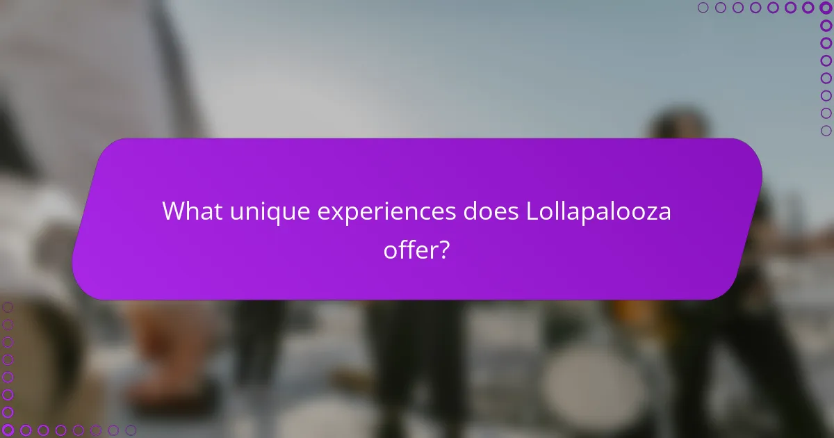 What unique experiences does Lollapalooza offer?