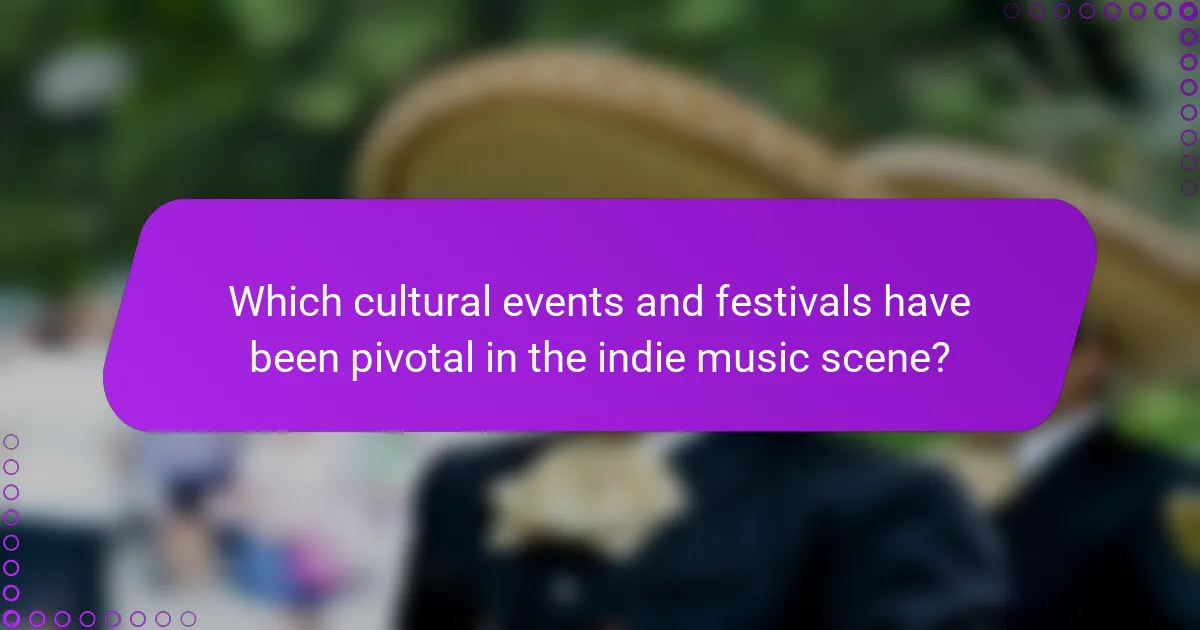 Which cultural events and festivals have been pivotal in the indie music scene?